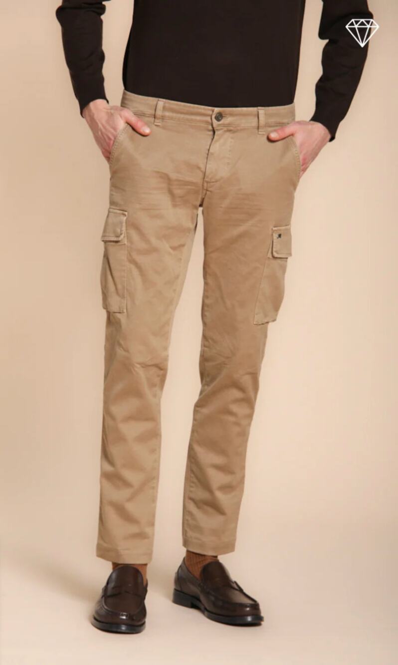 NWT Masons Chile Slim Fit Cargo Pocket Trousers in Dark Beige size 56IT